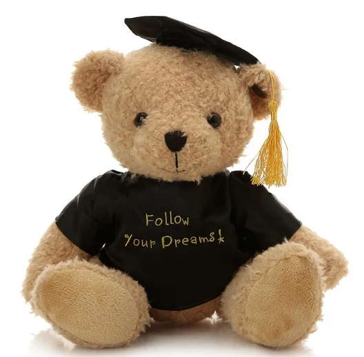 Ceremony Gifts Stuffed Uniform Bear Graduation Teddy Bear Plush Doll Toy With Glasses