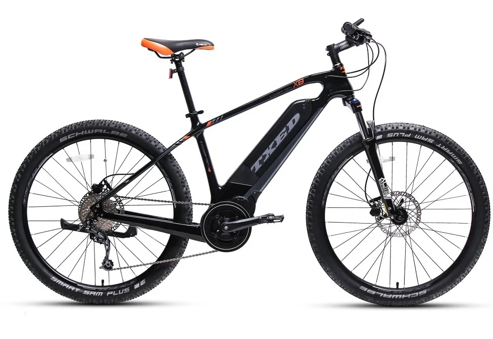 TXED Carbon Fiber Sport Bike Mountain Bike Full Suspension Center Motor Electric Bike