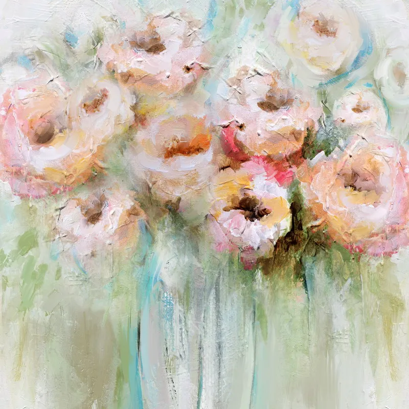 Elegant White Rose Painting Flower Vase Still Life Canvas Oil Painting