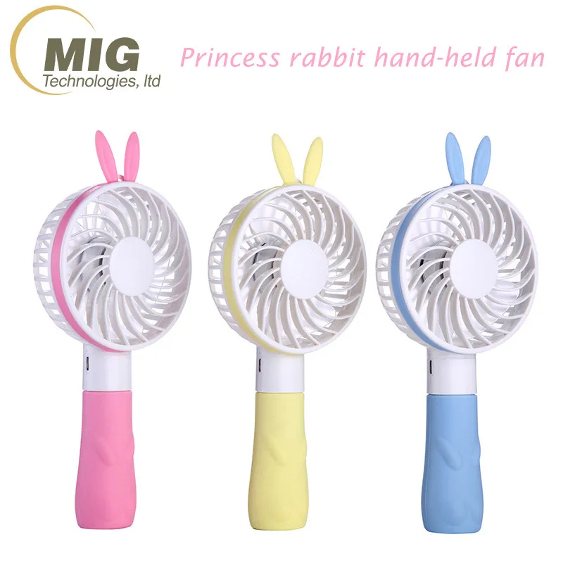 Best selling portable cute rabbit ears hand held electrical outdoor hand rechargeable super USB mini fan