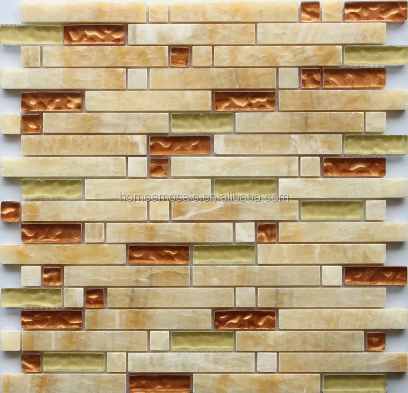 Modern Kitchen Decorative Stone Mix Glass Mosaic Tile