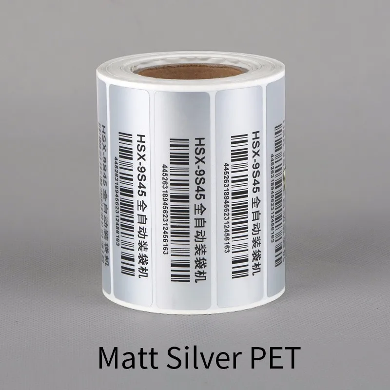 Hard to scratch metallised pet silver barcode pvc label sticker 60x40mm