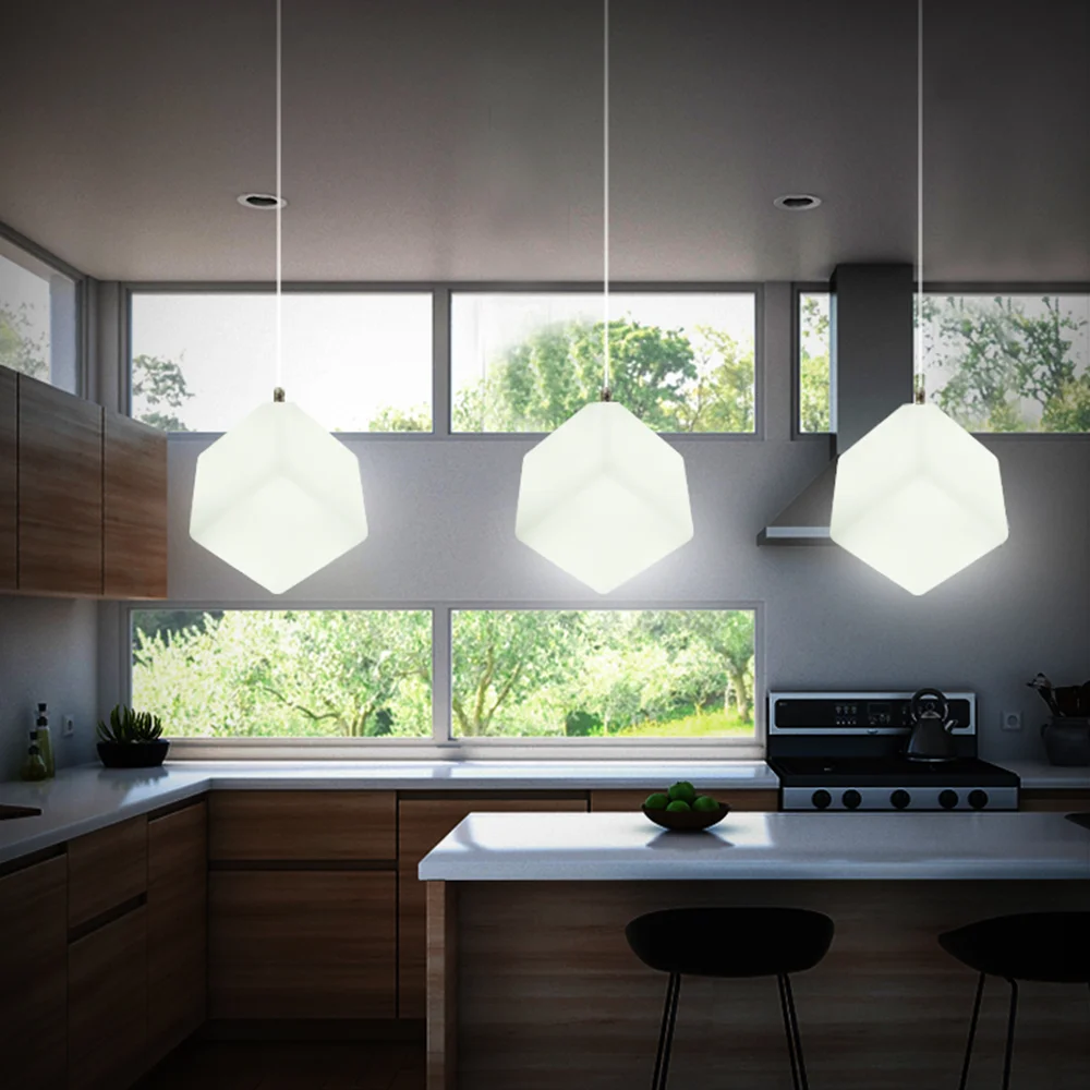 remote control plastic cordless bar nightclub hotel wired led ceiling light 7 colors changing cube led pendant lamp modern