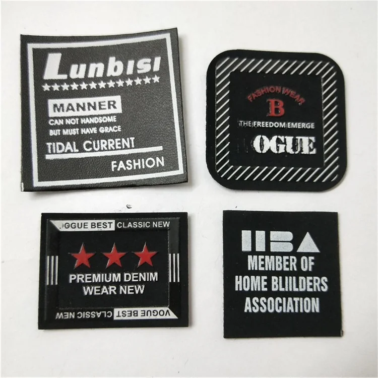 
Embroidered round square eyelet leather label Printed metal pu trademark jeans sign logo shoes tags 