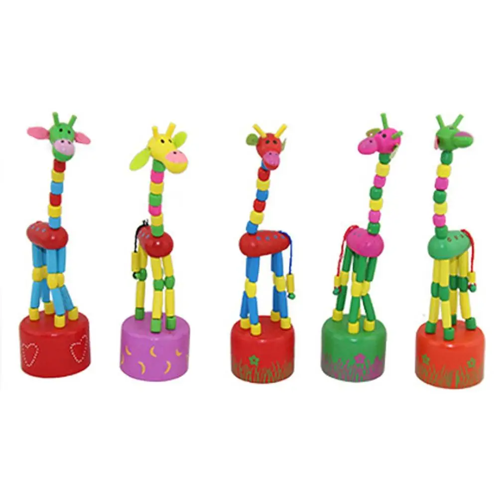 kids intelligence dancing stand giraffe wooden toy