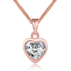 Hermosa Jewelry Necklace Rose Gold Plated Zircon Love Heart Shape Pendant