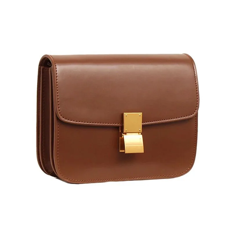 Guangzhou factory fashion box single shoulder bag new style fashion premium genuine leather crossbody bag wholesale