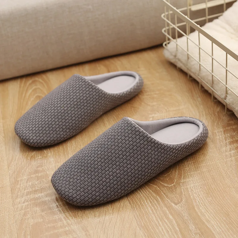 
Unisex Comfort Knitted Cotton Slippers Washable Flat Closed Toe Ultra Lightweight Indoor Shoes TPR Non-Slip Sole 