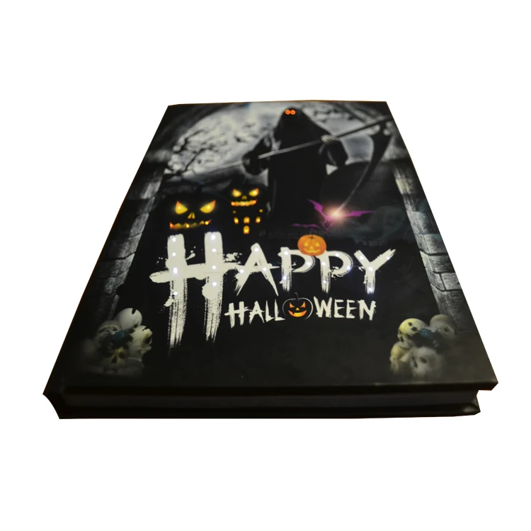 Hot Selling Custom LED Lighting Up Diary/Notebook With Fiber Optic for Halloween