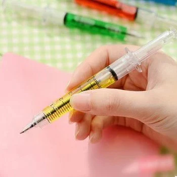 good quality promotional gifts customized logo hospital doctor nurse pens syringe pens with liquid