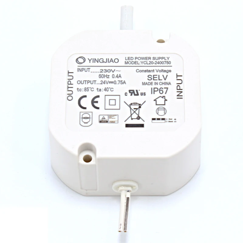 20W 24V 12V Constant Voltage Led Driver IP67 Waterproof Power Supply CE RoHS Approval