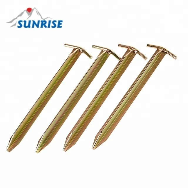 56877A#30cm Long and Robust Steel Pegs with T-Profile for Camping and Outdoor Use - Ideal for Normal and Hard Ground