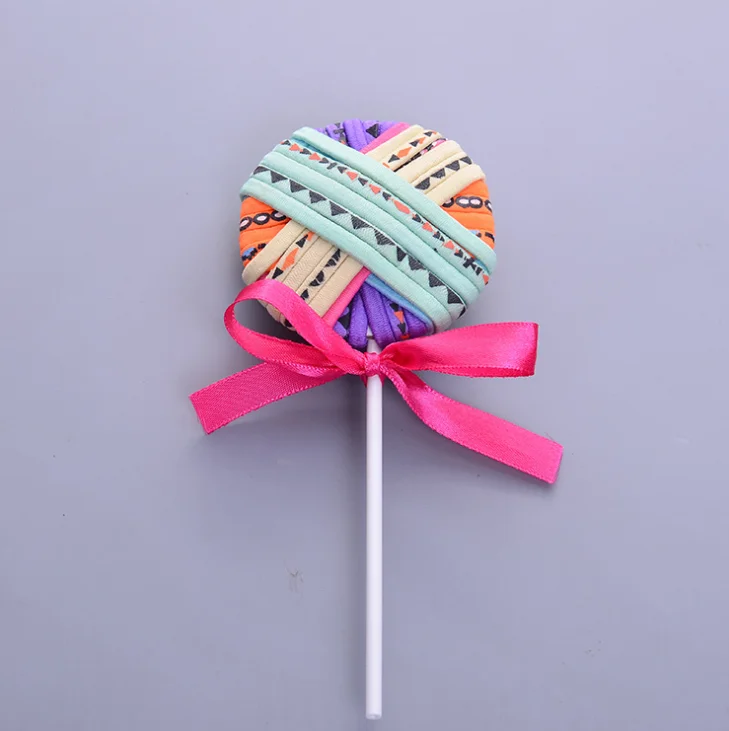 Wholesale best selling  Cute baby girls elastic hair band sweet and lovely  printed lollipop shaped elastic hair band