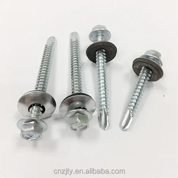 Galvanized drilling screw,zinc roofing screw with bonded washer