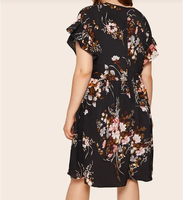 fashion wholesale plus size floral print dress
