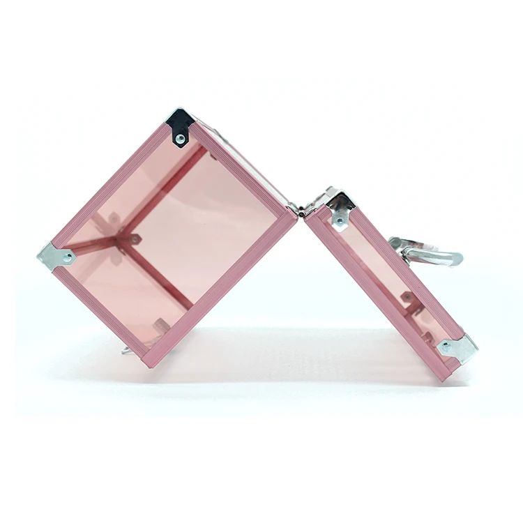 
Custom Pink Aluminum Train Beauty Acrylic Makeup Case 
