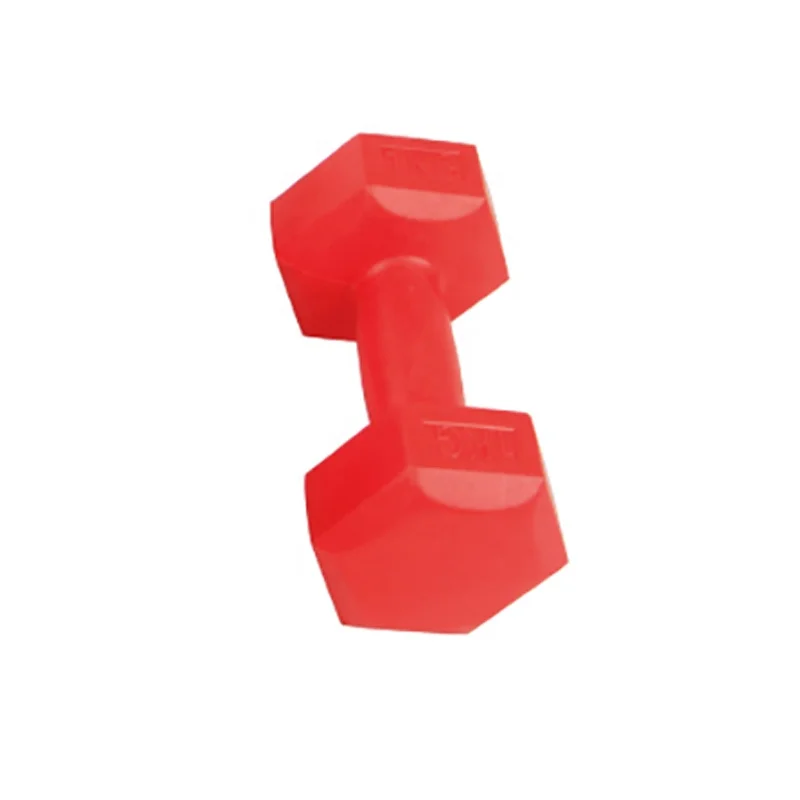 Plastic hex vinyl gym hand lifting weights filled cement dumbbell for gym