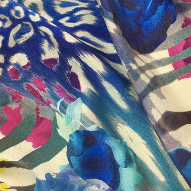 Wholesale high quality competitive price custom digital printing moroccan silk clothes fabric