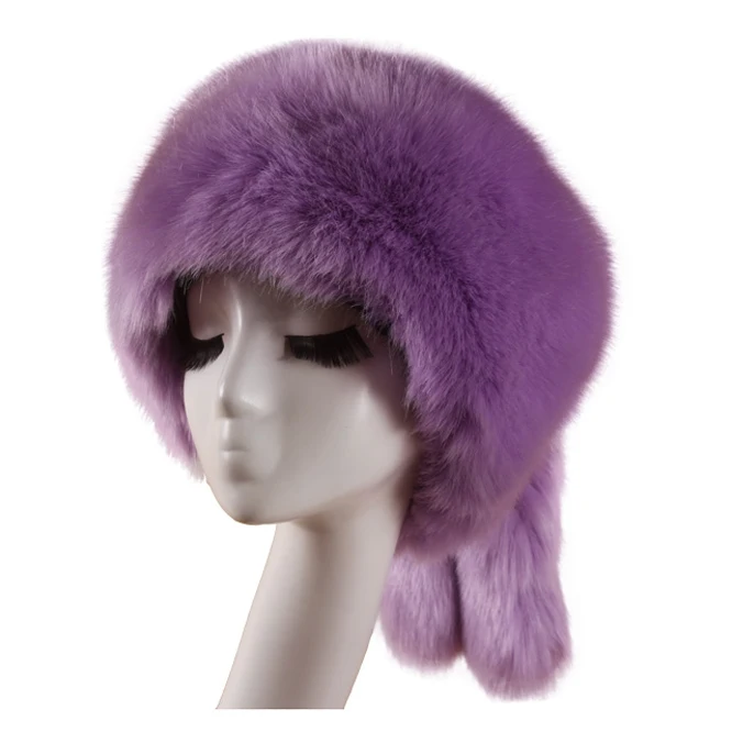 
Top Quality Fake Fur Hats Woman And Man Faux Fox Fur Cap With Tail 