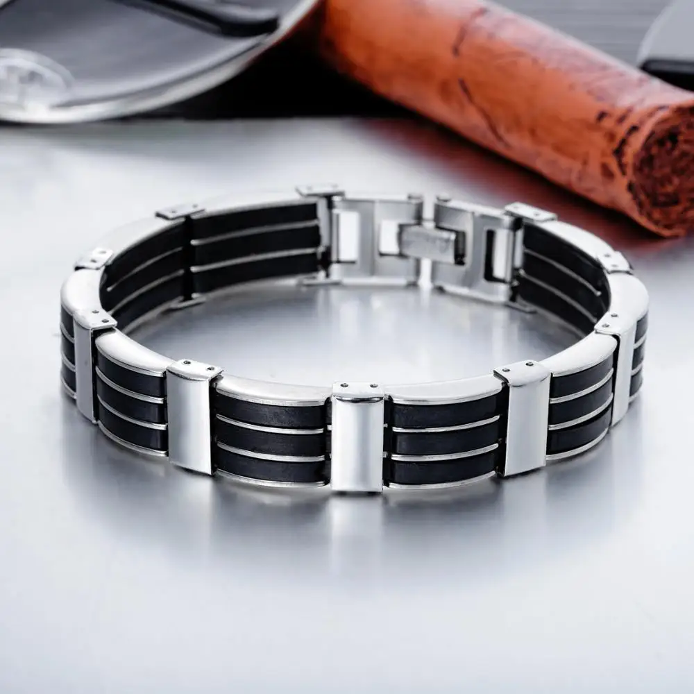 
Hottest products on the market silver color silicon mens bracelet fashion man accessories 