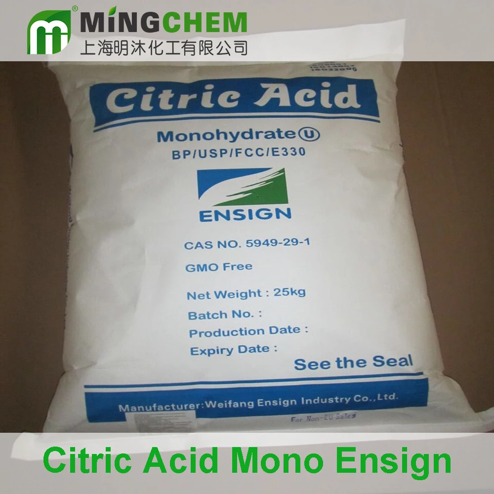 ENSIGN/RZBC/UNION/TAIHE 10-80mesh FCC/USP/BP China factory offer Citric Acid Monohydrate