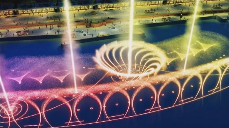 Snake shake multicolored led light 3d digital swing music fountain