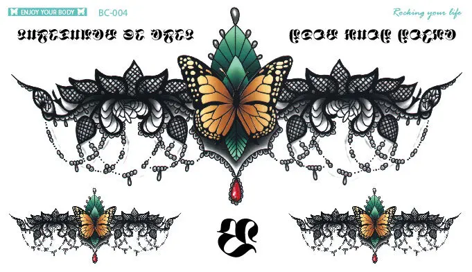 BC-002 chest breast garland flower temporary tattoo sticker long time lasting water proof water transfer tattoo sticker