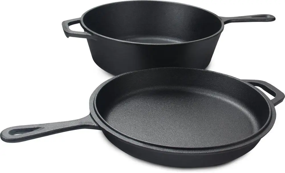 3 Quart Cast Iron Combo Cooker. Pre-seasoned Cast Iron Skillet