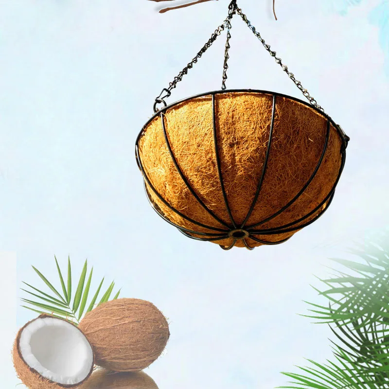 Мини цветочный горшок из кокосового волокна деревенский подвесной