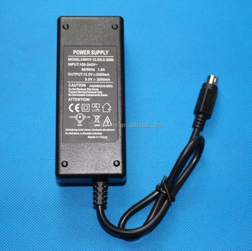 12V 5V dual output power supply with 4 pin din connector