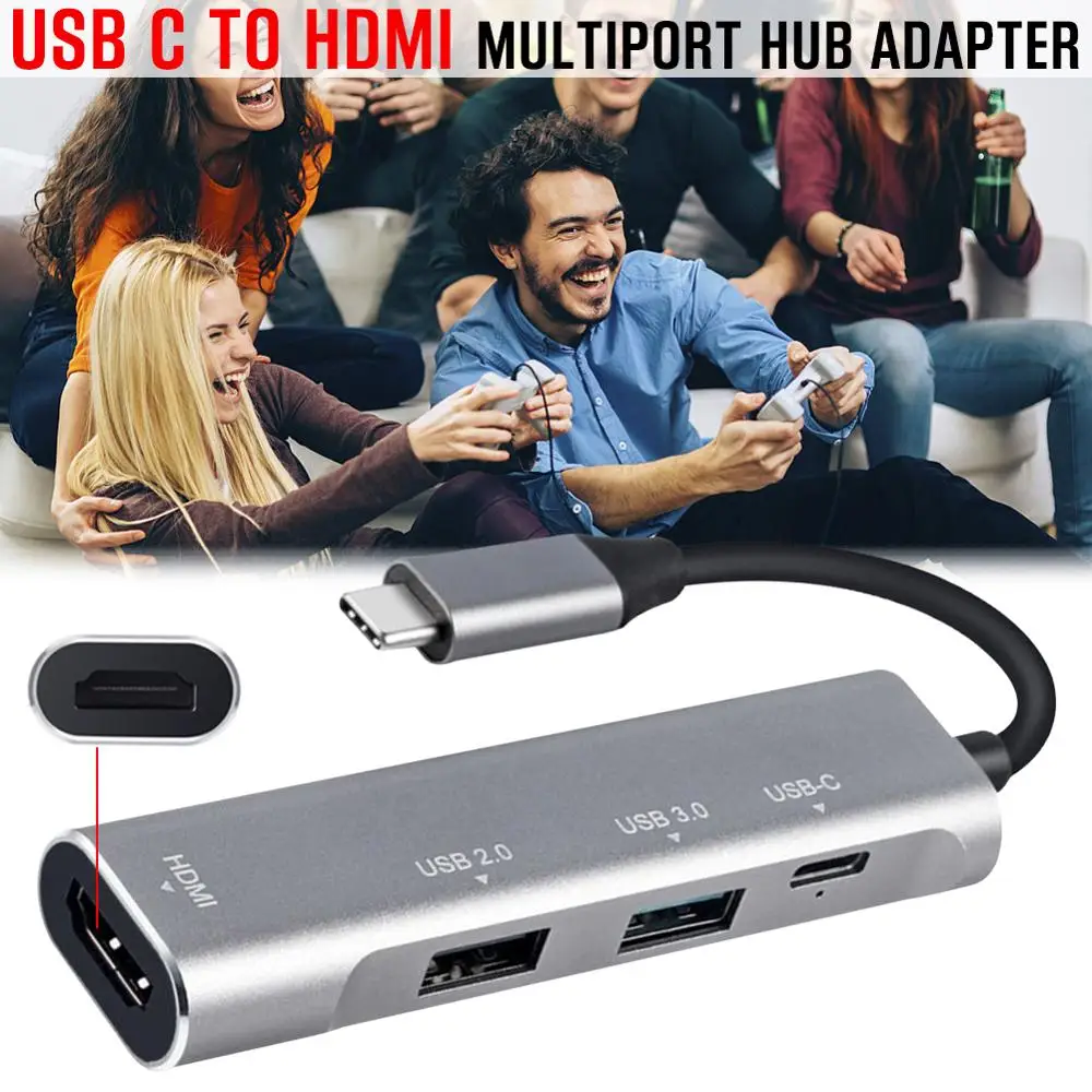 Type-C to HMI PD USB3.0 4-in-1 Hub Adapter Docking Station Mutiport USB-C Hub HD Video HD