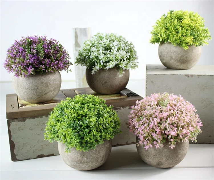 V-3219 Wholesale Artificial Plant Set In Pots Artificial Plastic Mini Plants