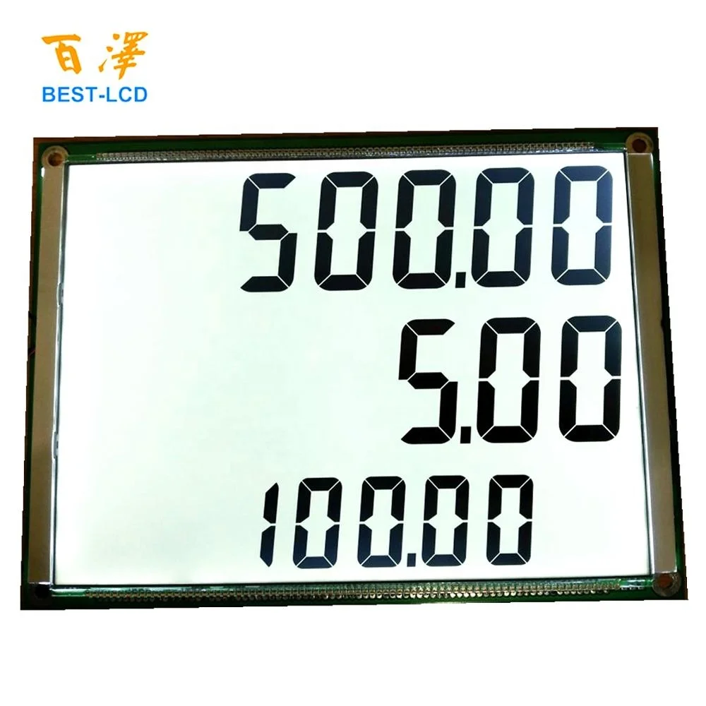 776 LCD Customized Size Monochrome 3 rows of 7 Segments 6 digits LCD Panel Display for Fuel dispenser/ Petrol Pump/Oil machine