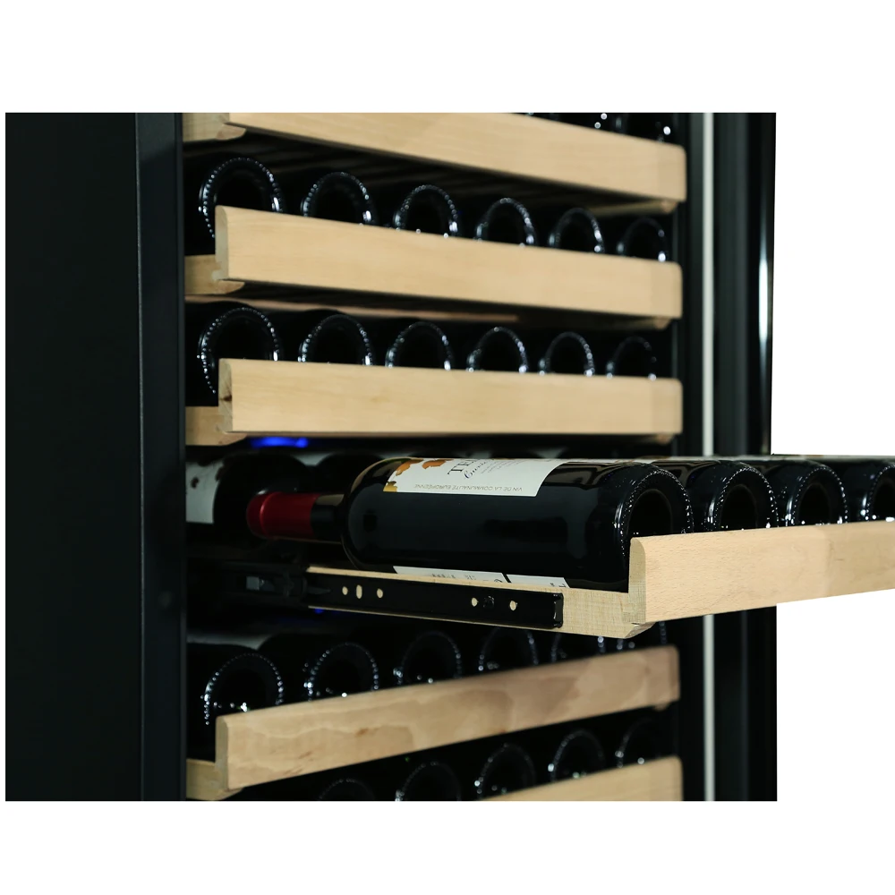 308L 111Bottles Dual zone full glass door mini wine fridge wholesale