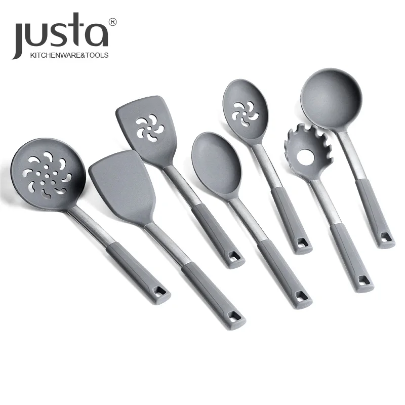 
Wholesale kitchen accessories premium kitchen utensil 7pcs kitchen silicone cooking utensils set with stainless steel 