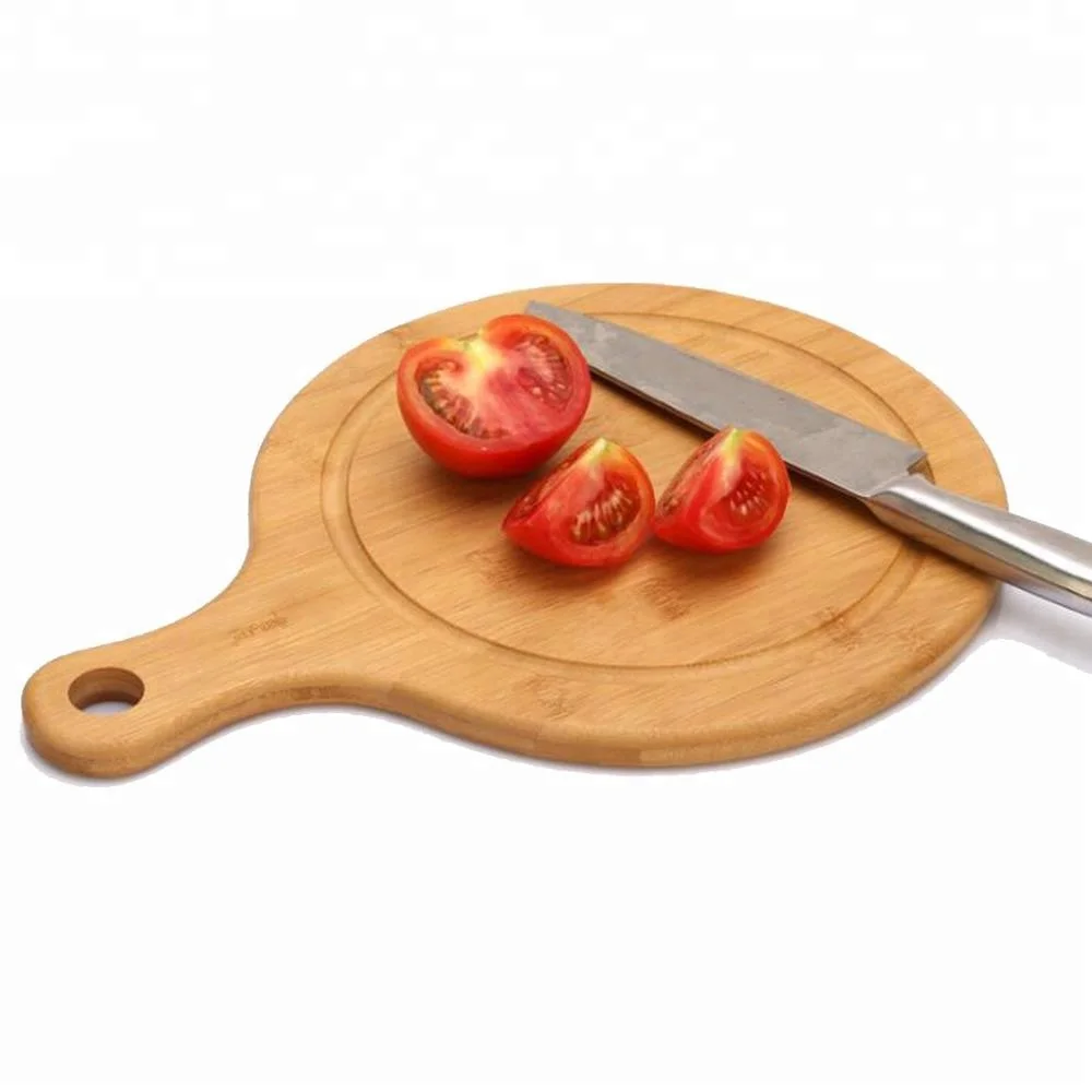 High Quality Round Chopping Board Bamboo Paddle Cutting Board with Handle