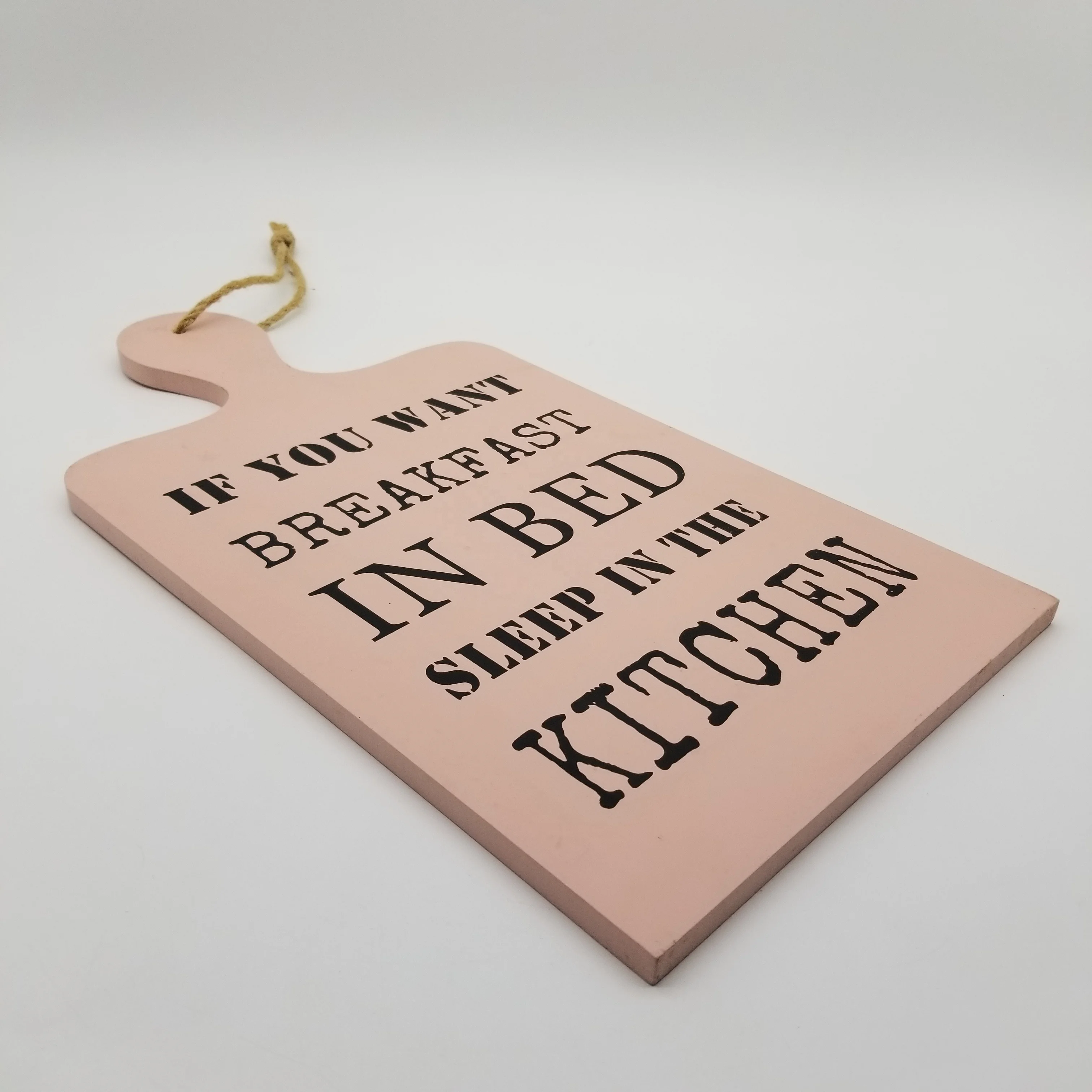 
If You Want Breakfast in Bed Sleep in The Kitchen Home Decorative Plauqe Wooden Plaque Hanging Sign Board 