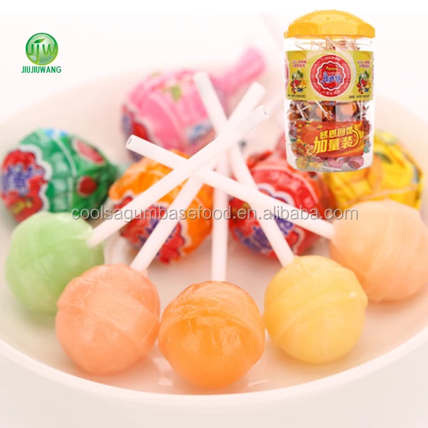 
 Ассортимент фруктовых вкусов сферической формы жесткий lollipop: 120pcs-per jar  