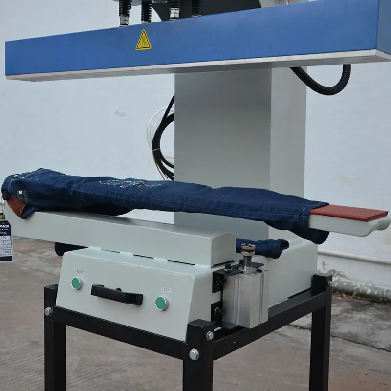 Factory customized design heavy duty pneumatic logo/artwork leisure pants heat press machine