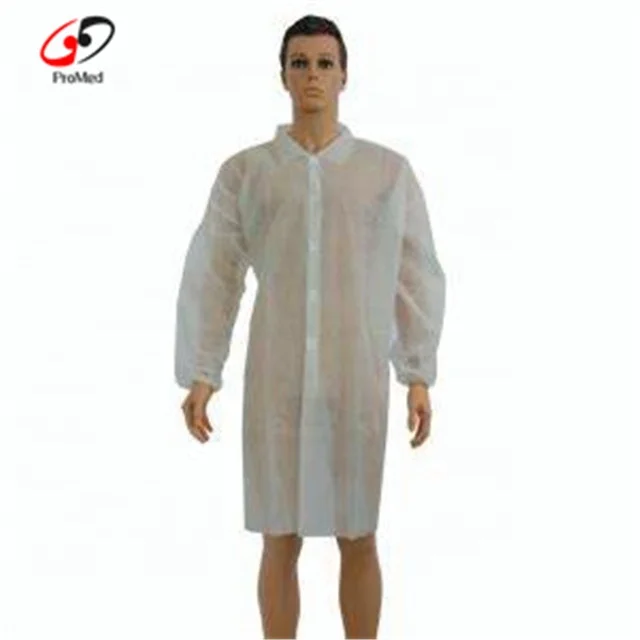 White PP Non Woven SMS Medical Used Chemical Acid Resistant Disposable Lab Coats