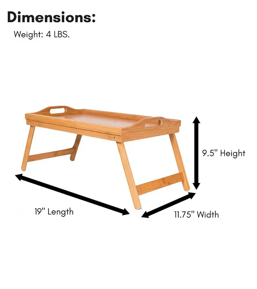 
Bamboo Table and Foldable Breakfast Serving Tray | Pull Down Legs | Portable Laptop Stand 