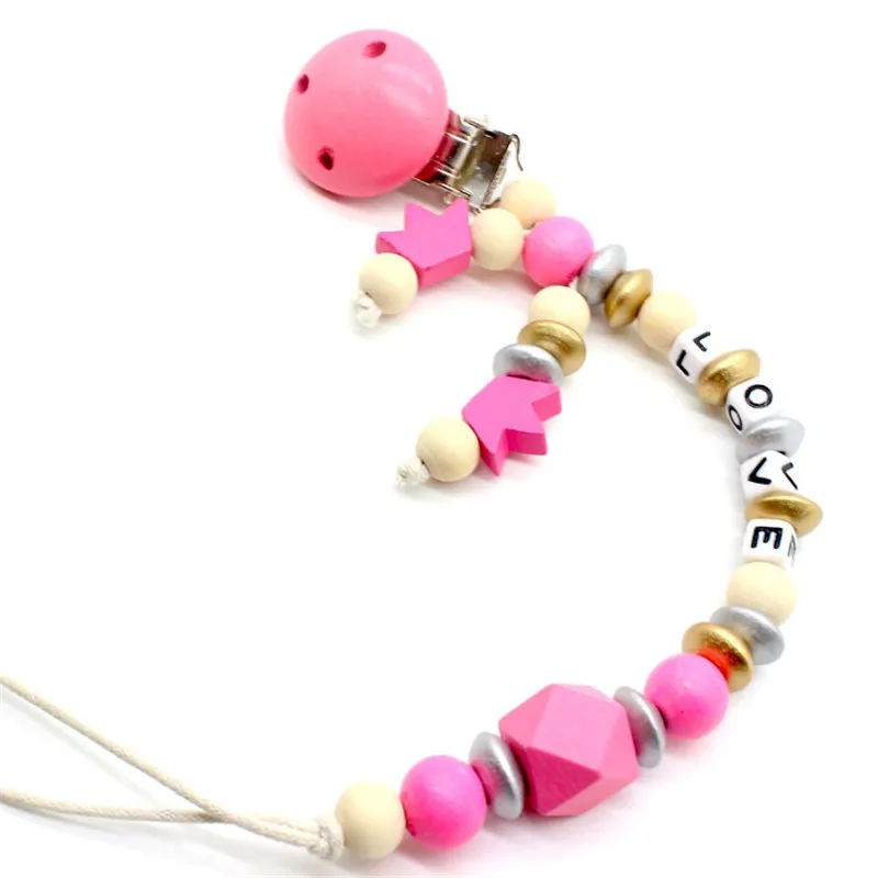 
DIY wood Personalised Name Baby Pacifier Clips Mantis Funny Baby Pacifier Chain 