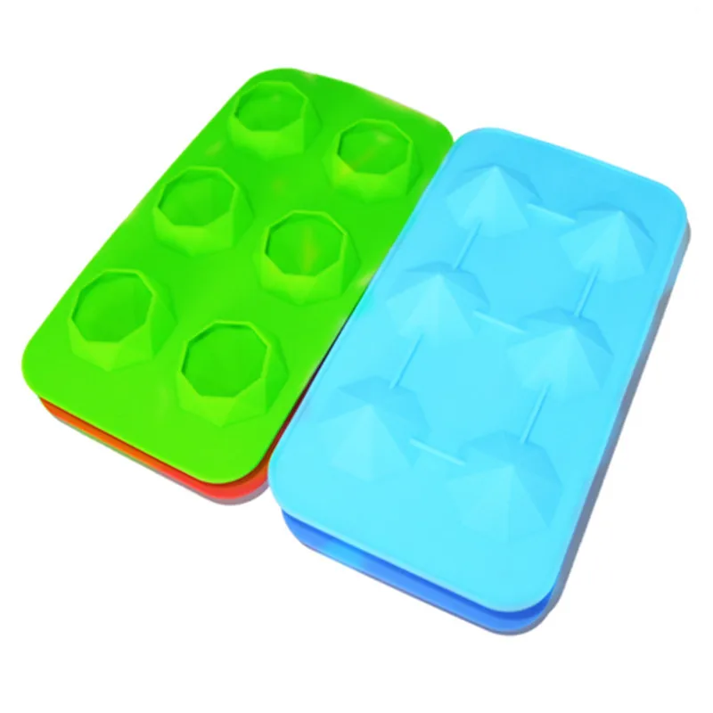 Wholesale 100% food grade 6 cavities diamond silicone ice cube trays