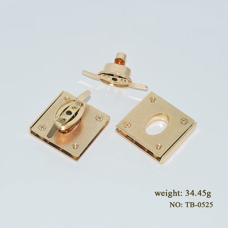 Best selling handbag fitting accessories square shape  metal bag twist turn lock for leather bags