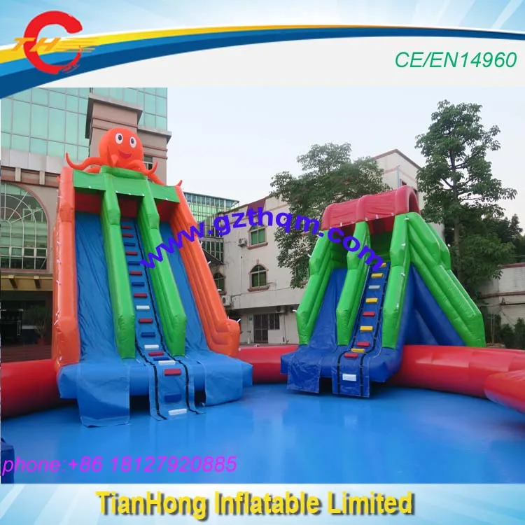 giant inflatable water slide with pool/inflatable water park,commercial inflatable water recreation equipment for sale