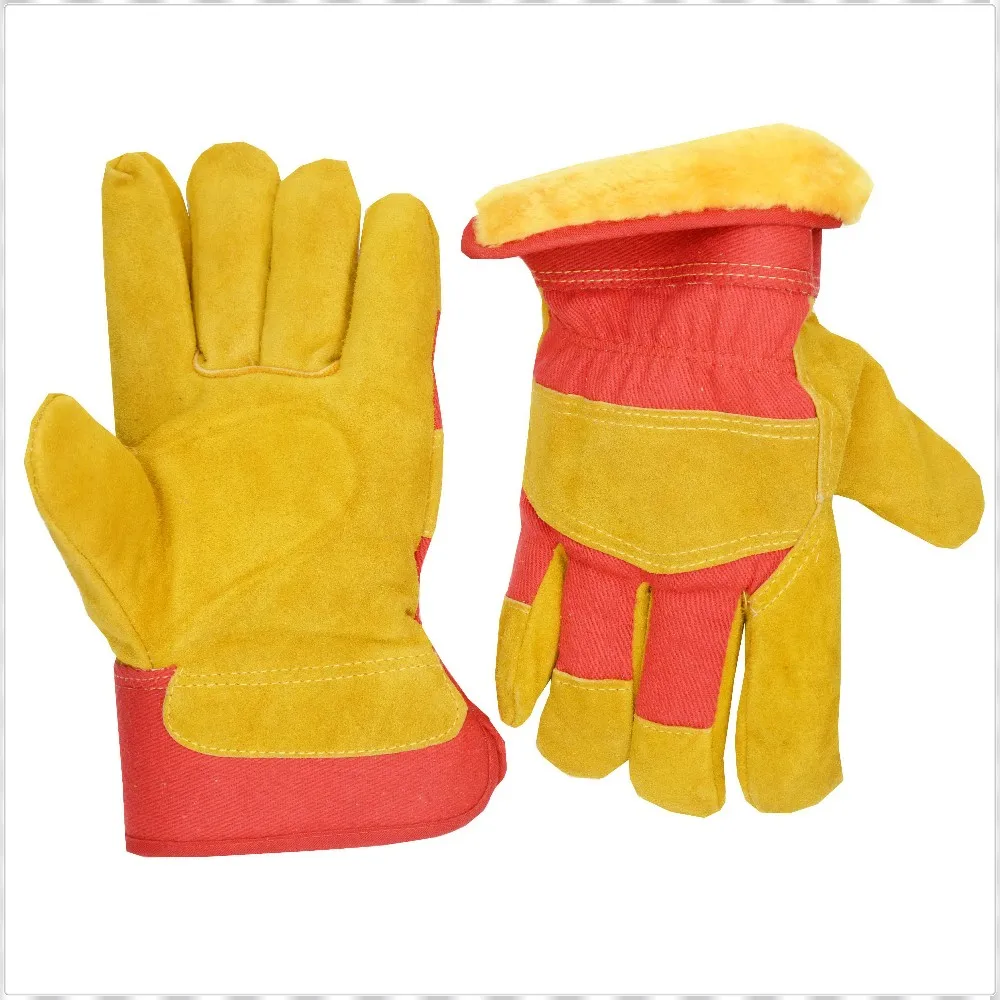 Сверхпрочные роскошные мужские перчатки PRISAFETY из коровьей спилковой кожи с двойным латексным поролоновым покрытием зимние защитные рабочие