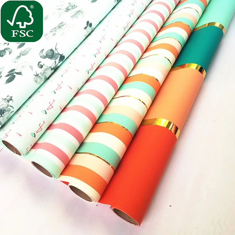
Factory Price Fancy Design Foil Stamping Wrapping Paper Roll, Wholesale Custom Logo Printed Gift Wrapping Paper, rolling paper 