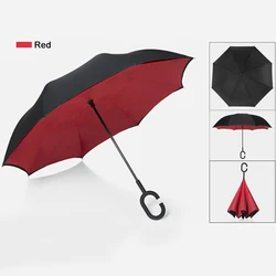 reverse umbrella with logo custom printing flower inside inverted C curve handle business ads promotion for the rain umbrellas