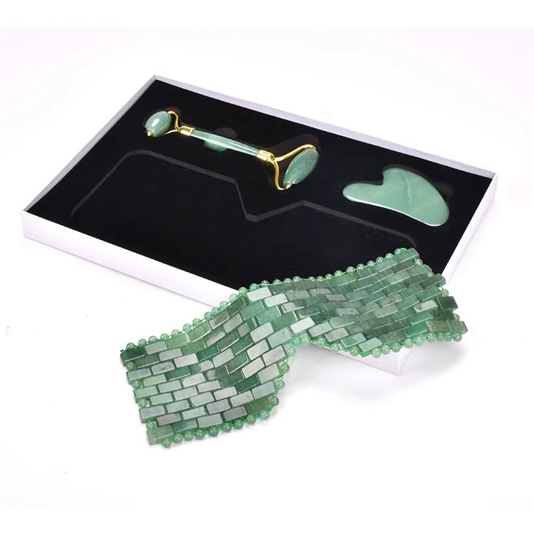 2021 new products aventurine sleeping eye mask with obsidian / blue sodalite / white quartz crystals healing stones material