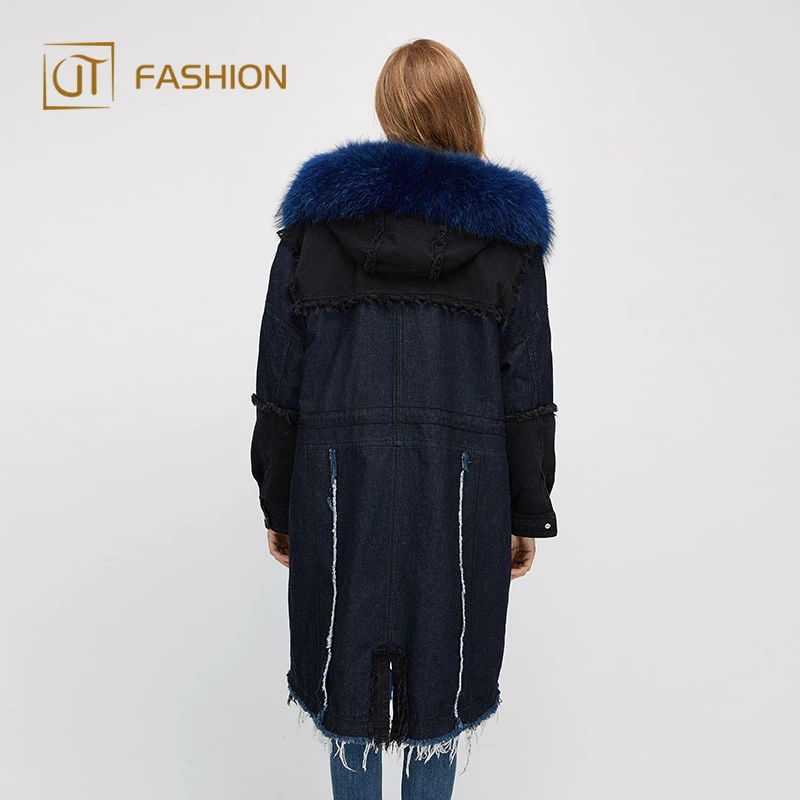 
New jtfur wholesale custom size fox fur collar hooded detachable inside parka chinese parka wool jackets with fur hooded 
